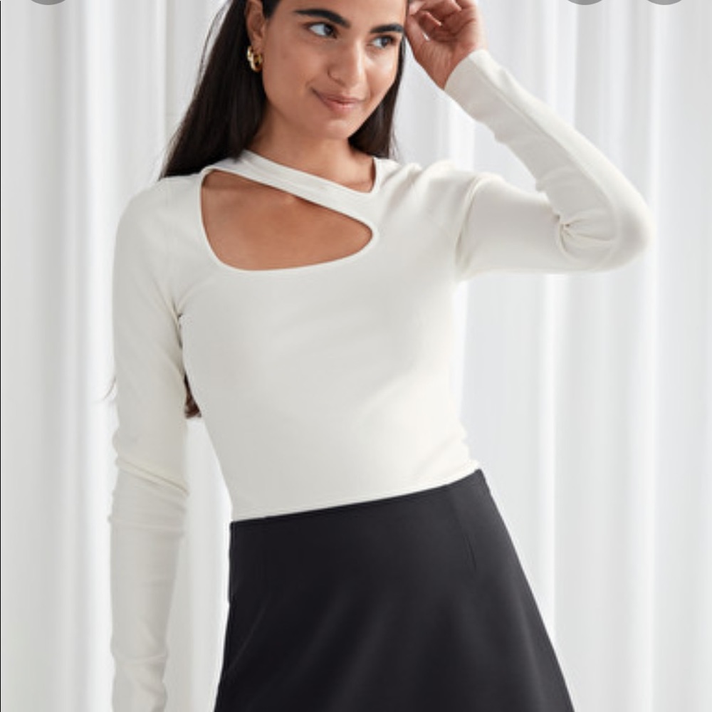 & Other Stories Cut Out Knit Top White Small - Picture 1 of 6